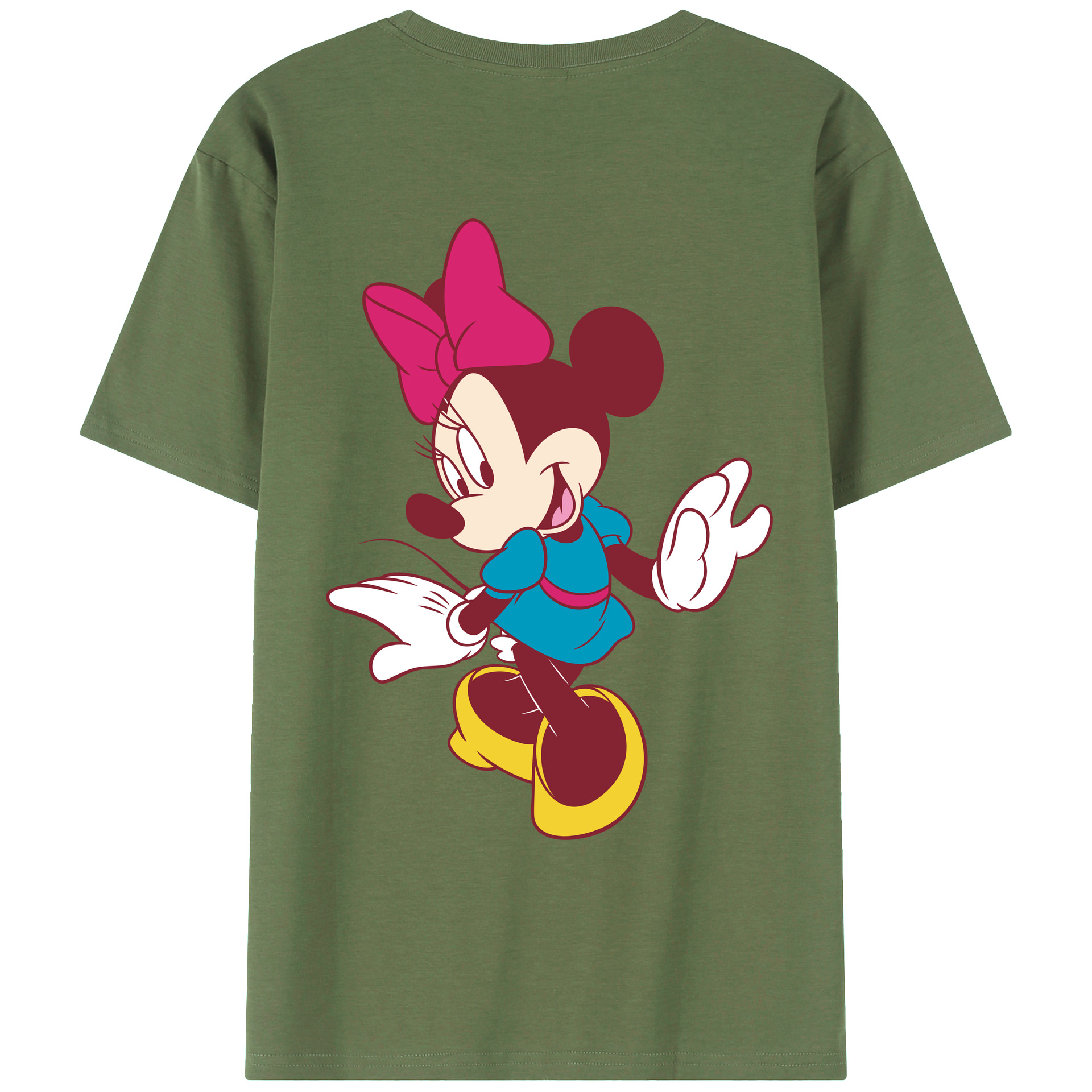 ミッキーマウス Mickey Mouse 綿100％ メンズ半袖Tシャツ（バックプリント） 通気性